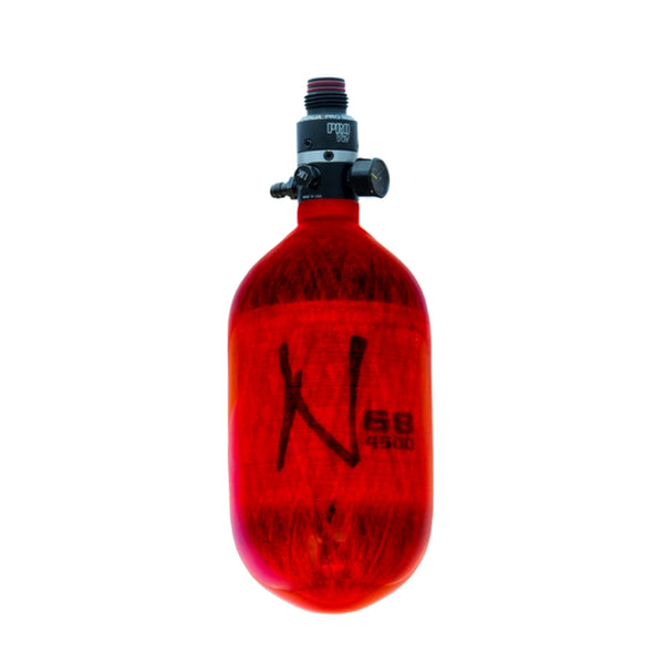 Ninja Paintball Lite Carbon Fiber Compressed Air Tank w/ Pro V2 Reg - Translucent Red 68/4500